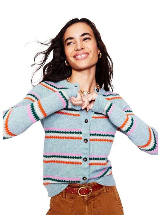 Boden Sweaters - Boden Edie Fair Isle Cardigan Sweater in Blue